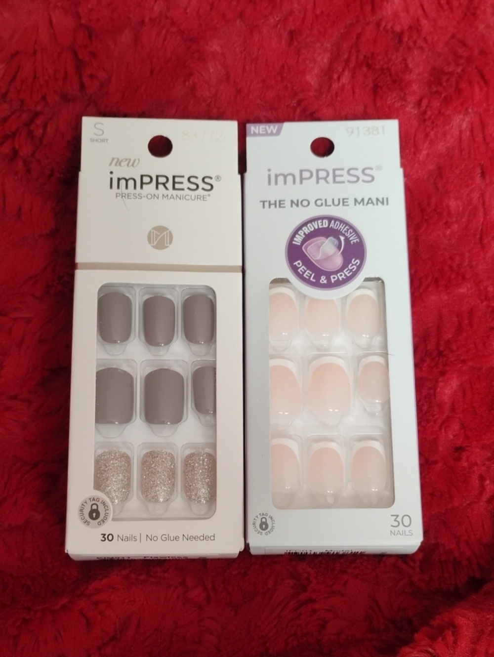 Set Of 2 No Glue Needed Press On Manicure Short